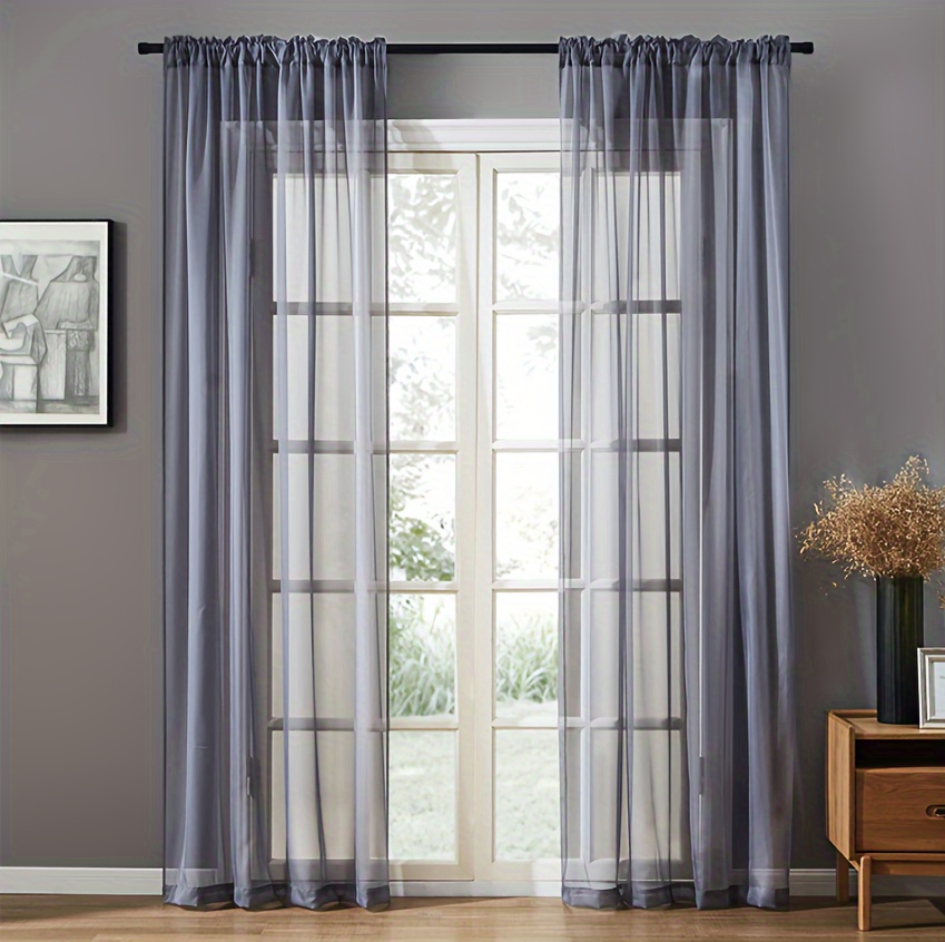 contemporary semi sheer curtain panel polyester rod pocket drapes for living room and   decor machine washable fashion curtain with woven   fabric cordless design single panel details 0