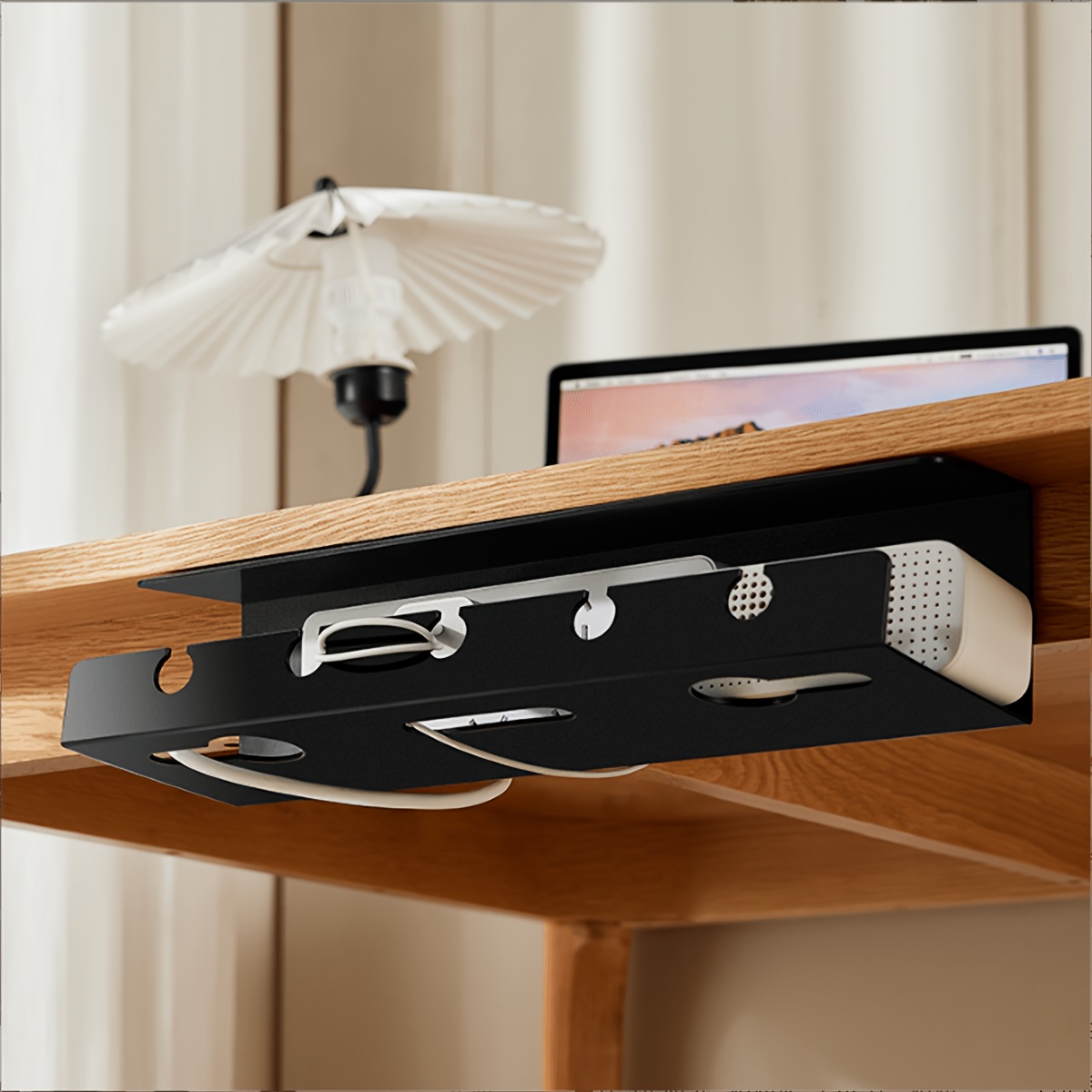 

Easy-install Under-desk Cable Management Tray - No Drill, Office & Home Desk Organizer For Sockets And Hubs