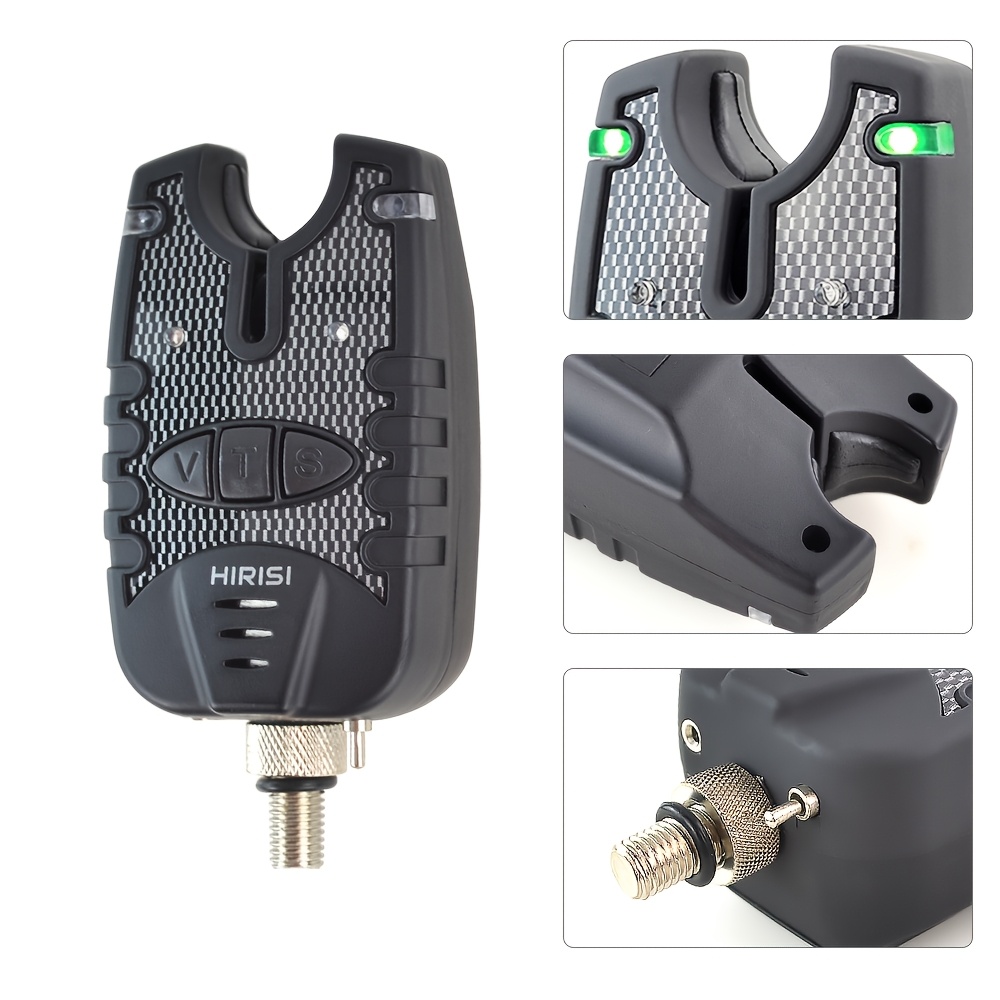 TEMU HIRISI Karper Vissen Bijalarm, ABS Textuur, LED Indicator (4 Kleuren Optioneel), Aanpasbaar Volume en Toon, Professionele Karper Visgerei
