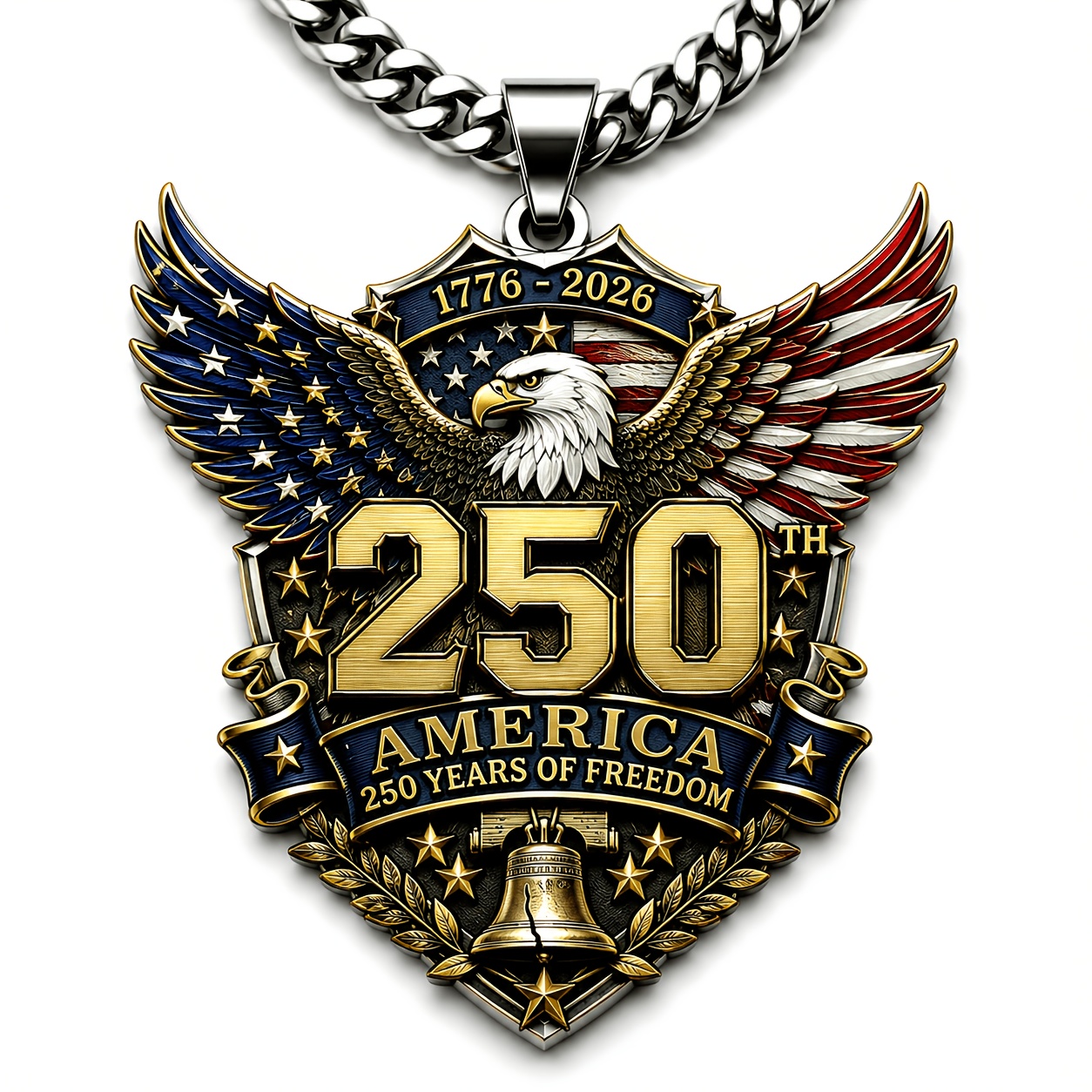 TEMU Years Of Pendant Necklace - 316l Stainless Steel Patriotic Eagle & , Men' Jewelry