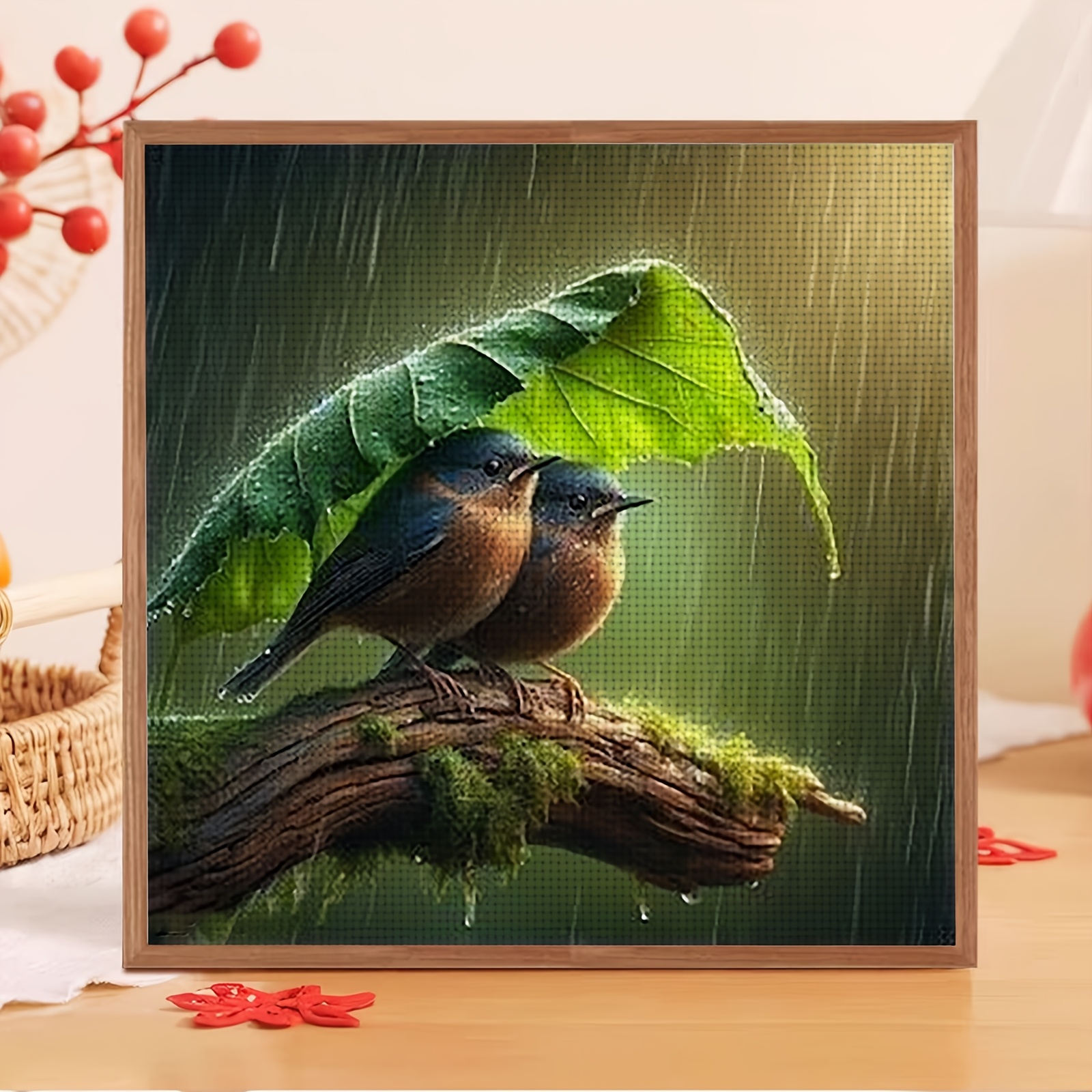 11CT Beginner Cross-Stitch Kit, Two Birds Under Leaves