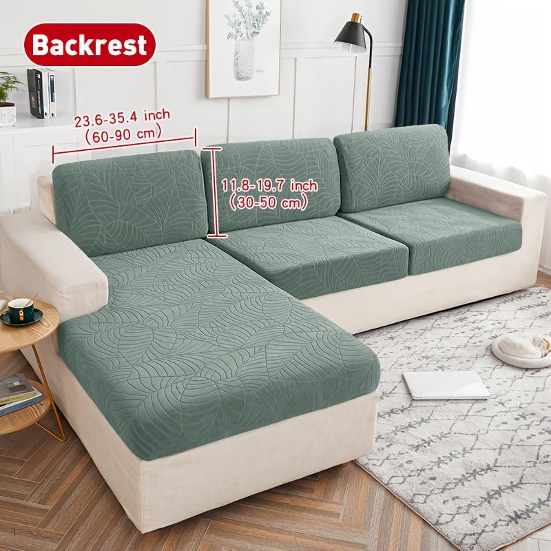 TEMU de sofá peluda de jacquard de hojas, 1 pieza, ajuste elástico para protector de cojín de sofá de 1/2/3 plazas, de cojín para sofá de L