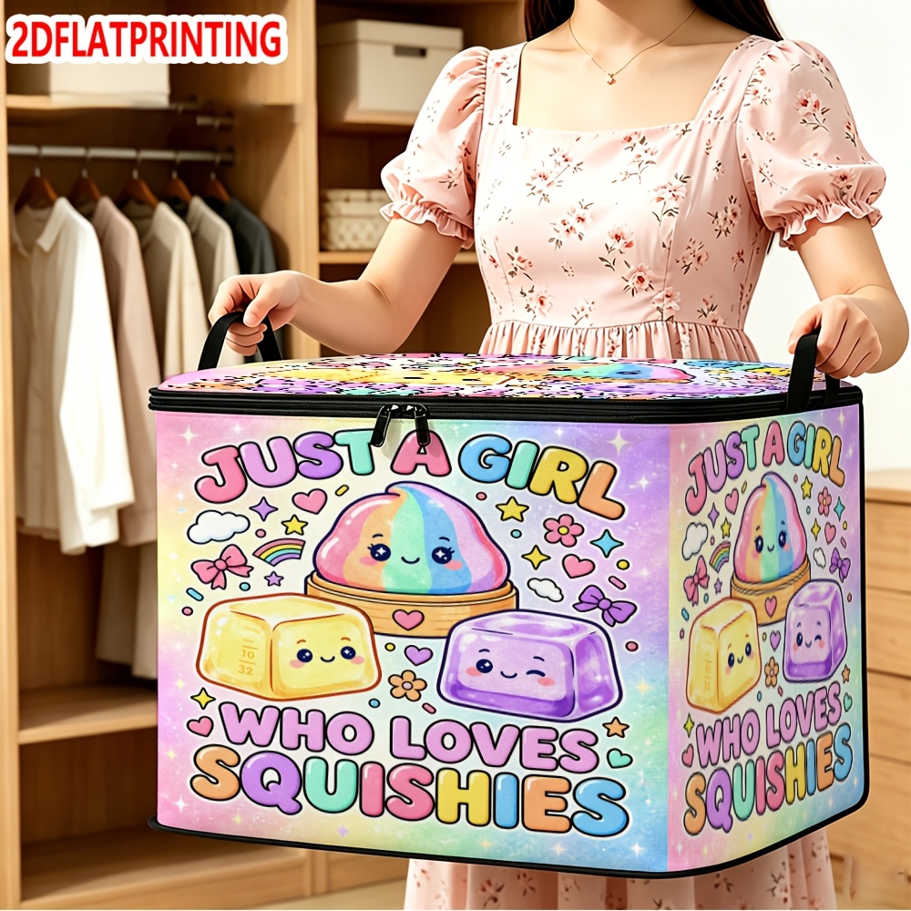 TEMU Large-capacity Retro Iridescent Gradient Storage Box With Lid & Rainbow Heart Bow Suitable For Bedroom Wardrobe, Organizer, Slow-rebound