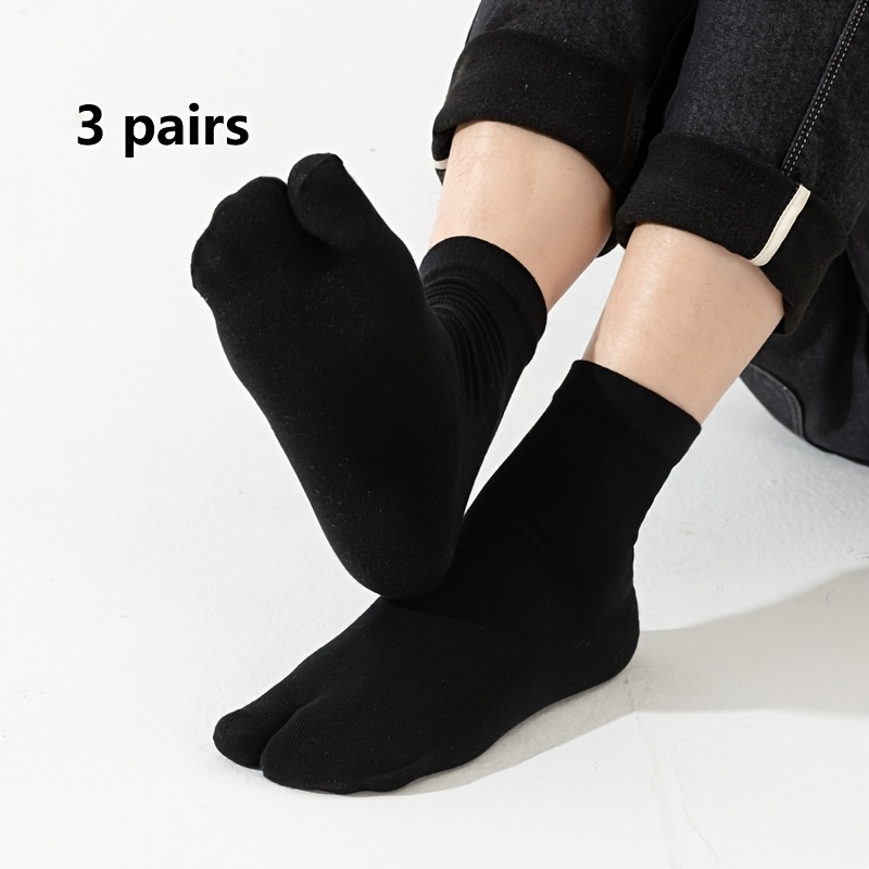 Image of 3/6 Pairs Double Toe Socks Japanese Socks Autumn Winter Toe Separator Socks Solid Color Men Women Toe Socks