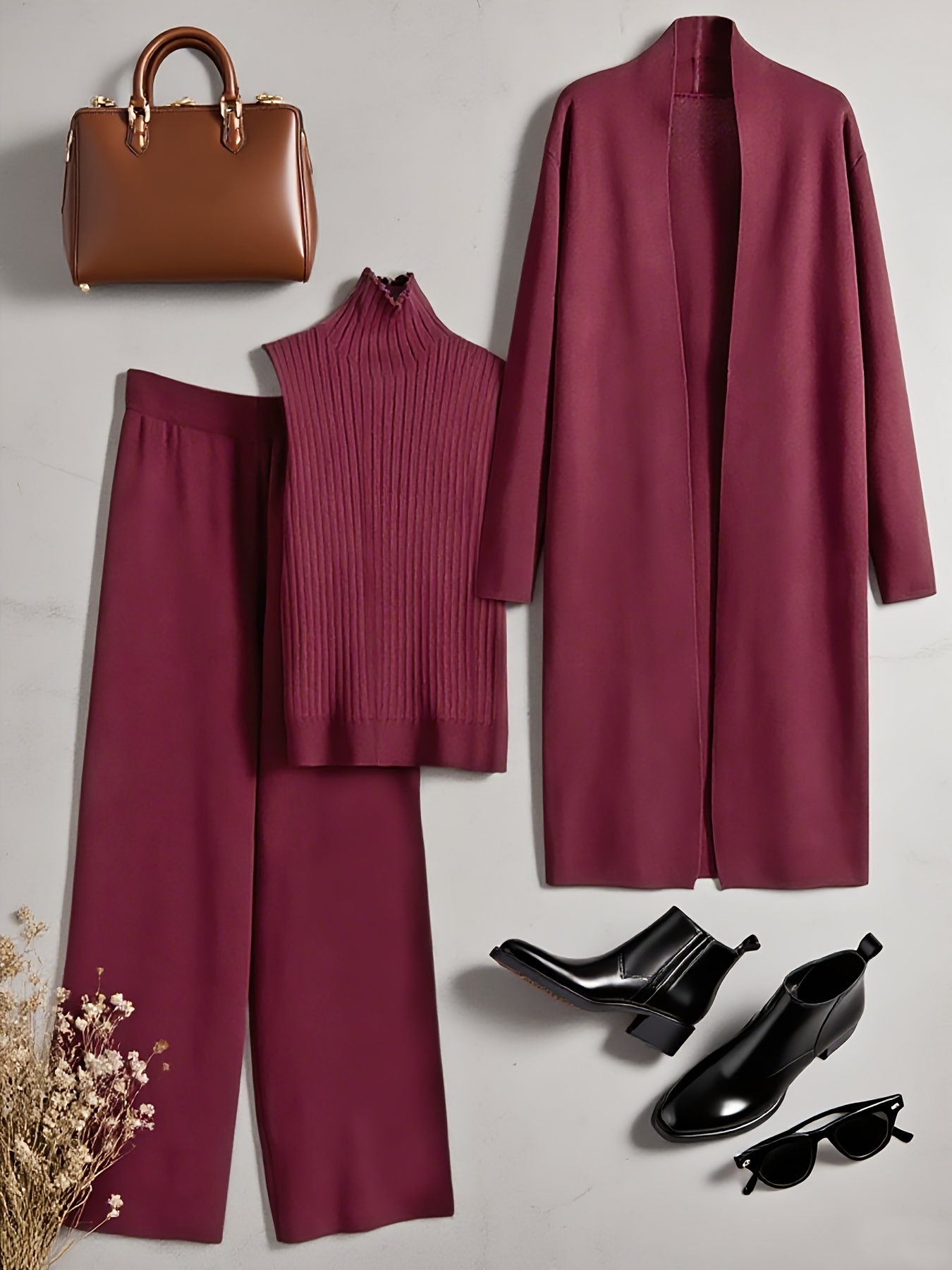 autumn and winter womens outfits multiple sets of womens sweaters for fall and winter solid color three piece sweater sets cardigan sweater outfits casual elegant womens ensembles popular   koreans top and   sets Product details 1