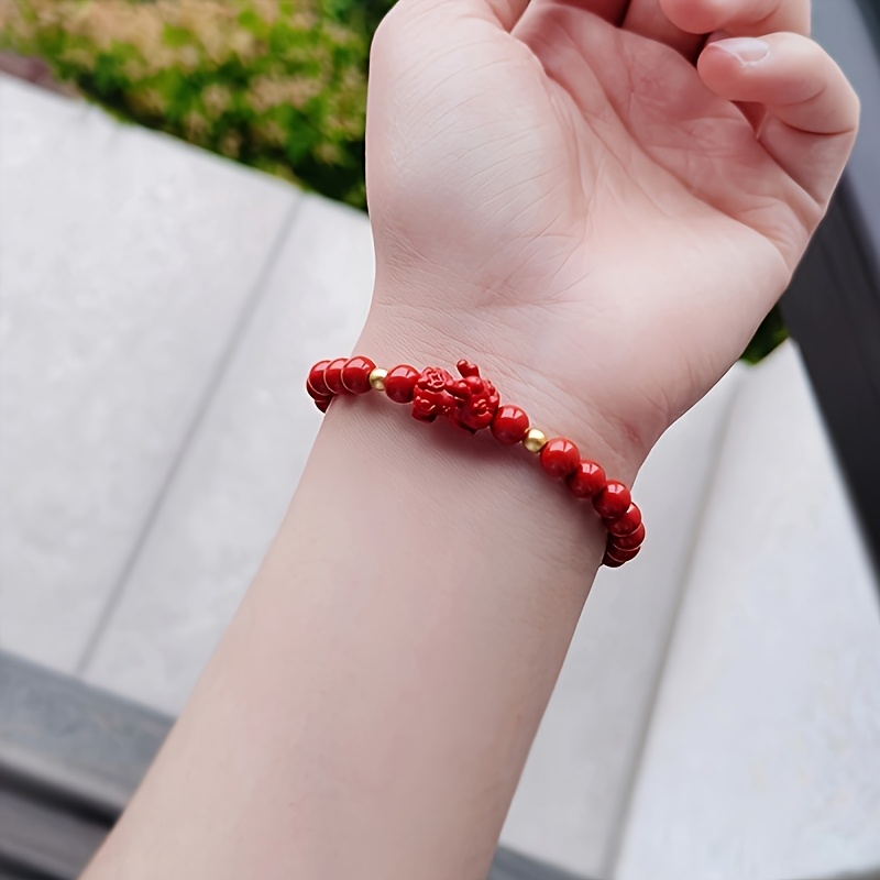 Red Cinnabar Bracelet for Women with Pixiu Charm