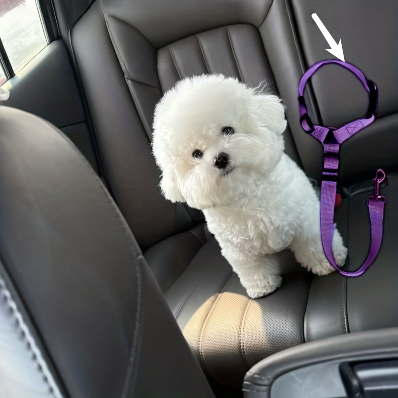 TEMU 1pc Random Color Adjustable Pet Car Seat Belt With 2-in-1 Nylon Lead Belt And Rear Seat Belt
