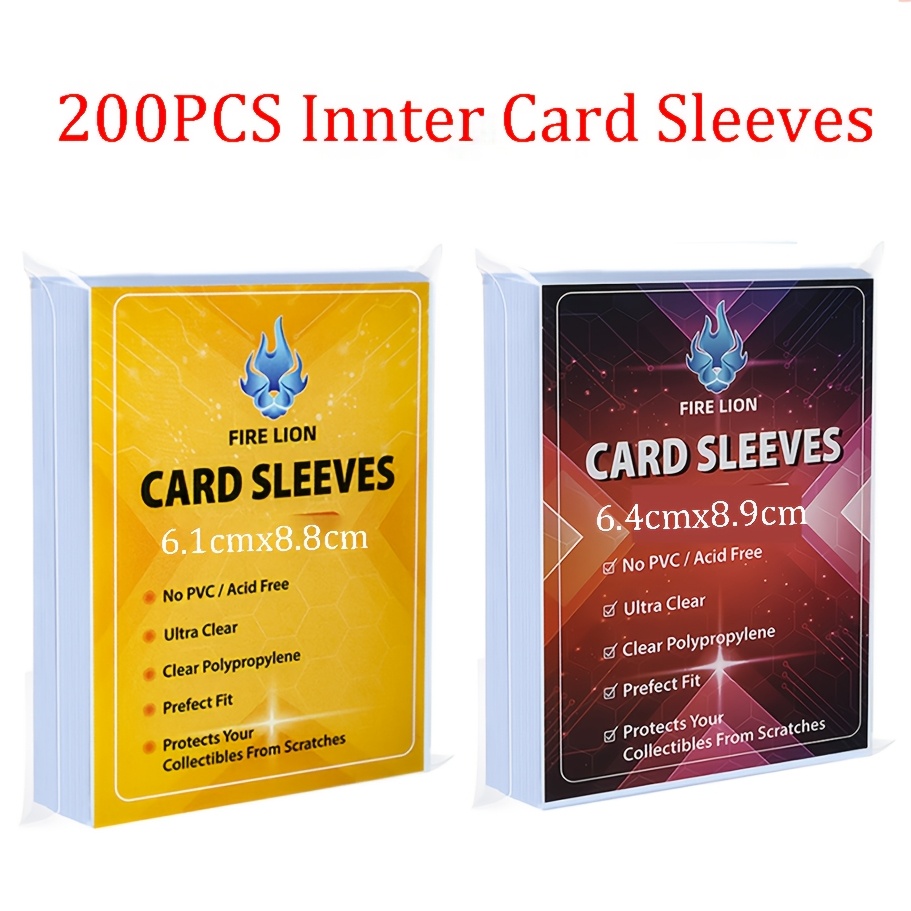 200pcs innter card sleeves 61x 88 64x 89mm     ygo mgt gaming cards baseball cards football cards prevents trading cards waterproof trading card sleeves clear sleeves 0