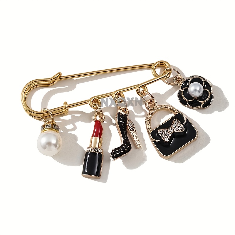 TEMU Alfiler de aleación de estilo , elegante y de moda, exquisito accesorio de broche, cierre antideslizante para cinturilla, clip para cintura de