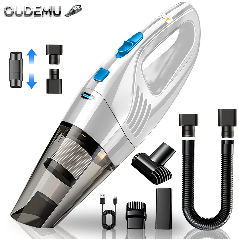 TEMU Car Vacuum Cleaner, Super Suction, 95.5% Cleaning Kit, Cleaning Accessories, Cordless Design, Crevice Cleaning/extension Hose, Suitable Car