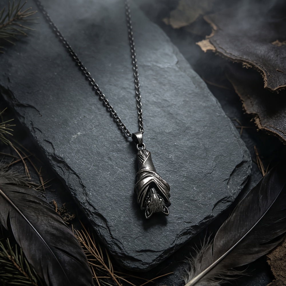 TEMU Collier avec pendentif chauve-souris gothique bohème pour homme et femme - Vintage vieilli 3 en , convient pour Halloween, chaîne longue, cadeau