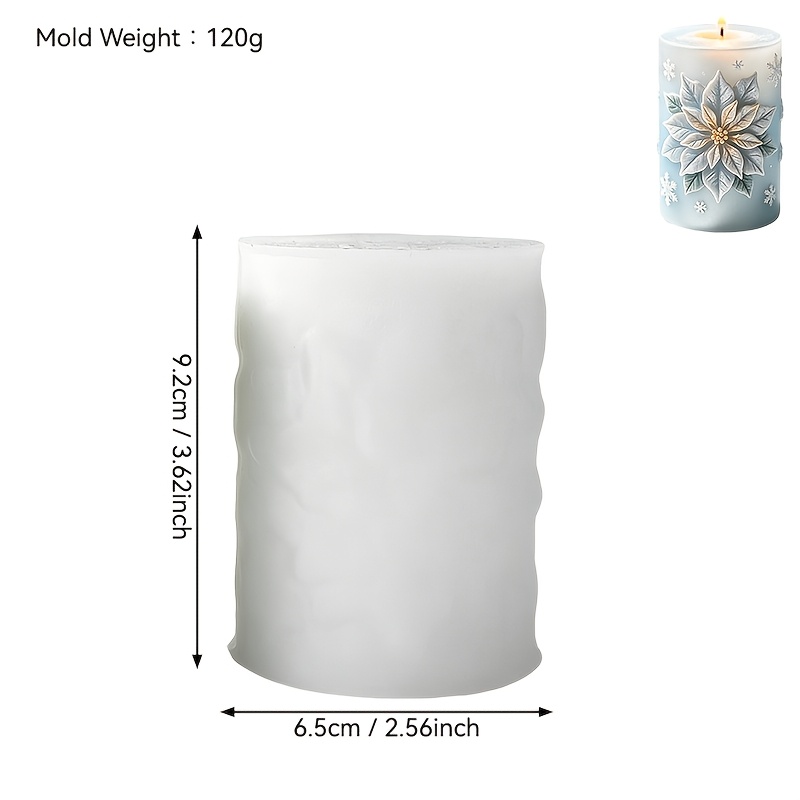 TEMU Christmas, Holly Leaf Relief Cylindrical Candle Silicone Mold, Christmas Atmosphere Pillar Silicone Mold, Gypsum Mold, Mold, Christmas Theme 3d