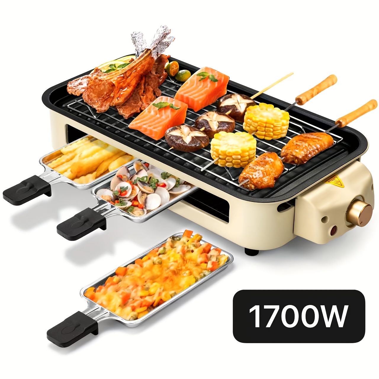 1500W Smokeless Electric Grill with Removable Non-Stick Griddle & Hot Pot - Indoor Portable BBQ Grill with Adjustable Temperature Control, Stainless Steel Construction, Dishwasher Safe - All-in-One Indoor Grill for Searing, Sautéing, Frying - Ideal Gift for Christmas, Housewarming, Birthdays - 201 Stainless Steel, 120V US Plug, Perfect for Small Spaces & Family Cooking, Indoor Grill Portable, Portable Electric Grill, Indoor Grilling, Indoor Grill, Smokeless Indoor Grill, Indoor Grill 5 1500W Smokeless Electric Grill with Removable Non-Stick Griddle & Hot Pot - Indoor Portable BBQ Grill with Adjustable Temperature Control, Stainless Steel Construction, Dishwasher Safe - All-in-One Indoor Grill for Searing, Sautéing, Frying - Ideal Gift for Christmas, Housewarming, Birthdays - 201 Stainless Steel, 120V US Plug, Perfect for Small Spaces & Family Cooking, Indoor Grill Portable, Portable Electric Grill, Indoor Grilling, Indoor Grill, Smokeless Indoor Grill, Indoor Grill - Image 5