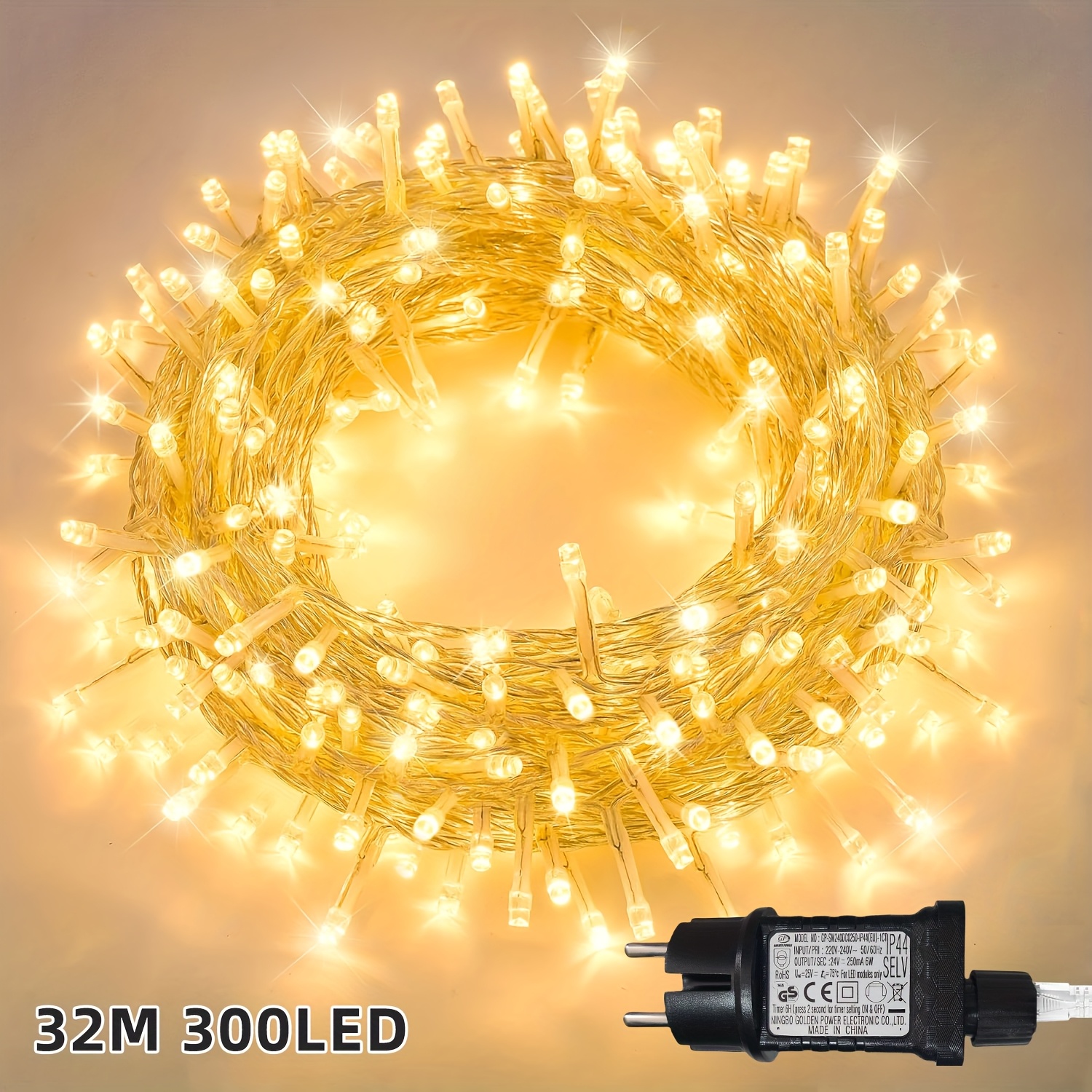 Image of 1 Pack Led Festival String Lights - 32/22/12m Plug-in Christmas Fairy Lights With 3 Timers & 12 Flashing - For Christmas, Weddings, Parties, Courtyards & Bedrooms
