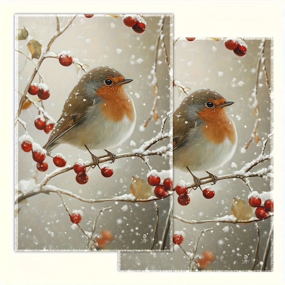 Retro Christmas Kitchen Towels - Set Of 2, 16 X 24 Inches, Made Of Polyester, Machine Washable, Fade-resistant, Cartoon Napkins, Perfect For Home Decor, Housewarming Gifts, And Holiday Baking