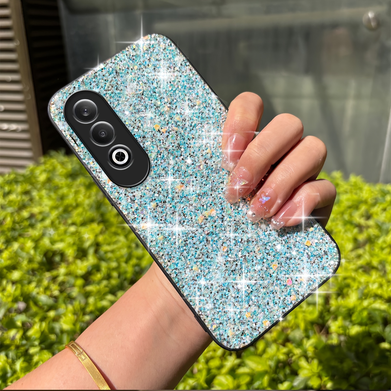 

Ebilingbiling Mobile Phone Case Elegant Blue Flashing Sequins Protection Case Couple Gift, Suitable For Oneplus Nord Ce/ce2/ce3/ce4/12r/n20/n300 Series