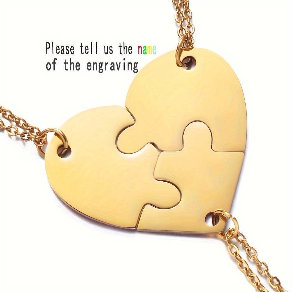 E-shop Personalisierte Produkte A Unisex Modische Edelstahl Puzzle PVD Galvanisierung Anhänger Kann mit einem bis acht Namen graviert werden, Wahl für