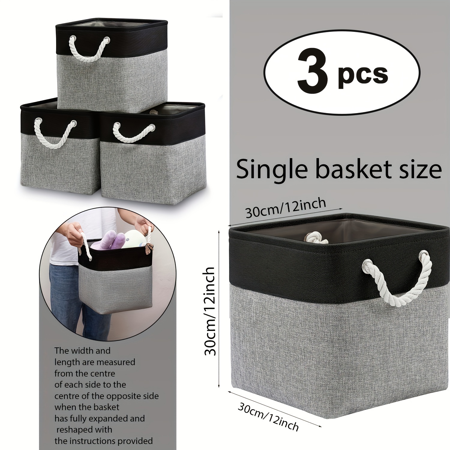 cube storage bins large collapsible fabric storage bin ropes Temu United Kingdom