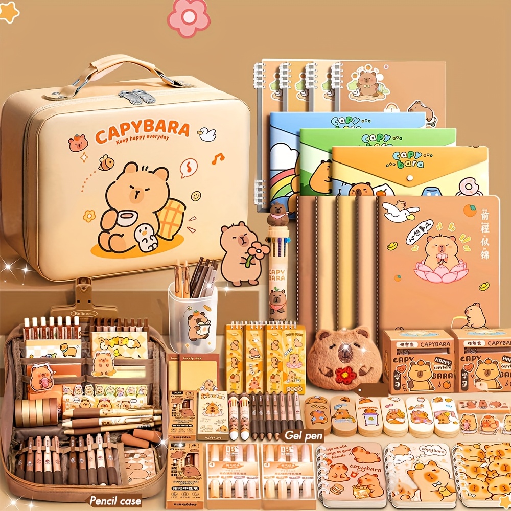 

Capybara Stationery Gift Set, Pens, Notebook, Pencil Case, And Accessories, Cute Animal-themed Study Pack For Students