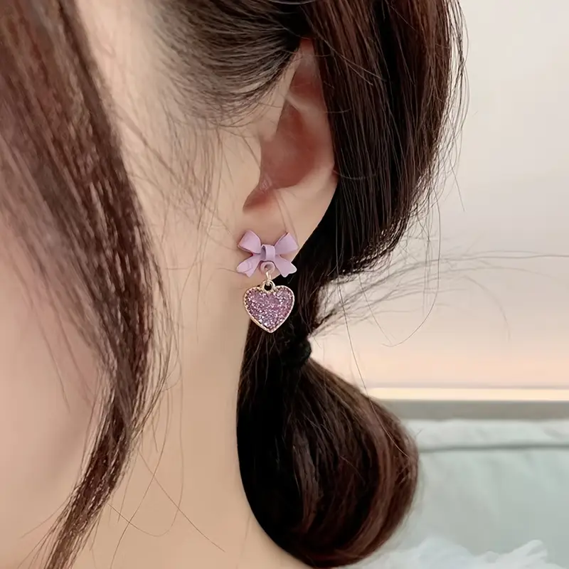 european and american cross border fashion elegant and exquisite love geometric earrings details 0