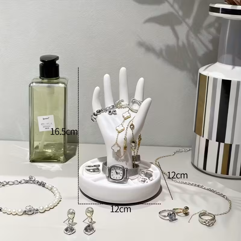 1 hand shaped jewelry display stand with an elegant white end and tapered fingers suitable for rings bracelets earrings perfect gift for christmas valentines day mothers day Product details 1