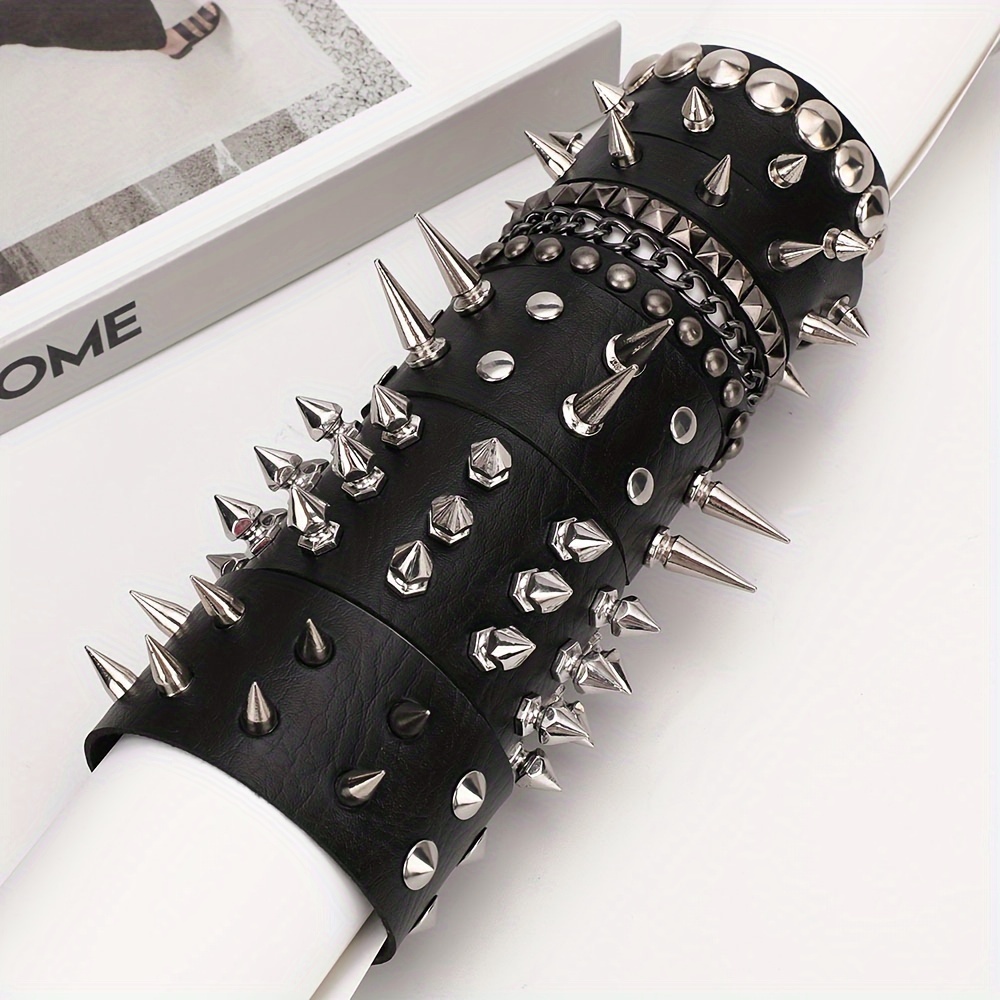 9pcs gothic punk spiked rivet bracelets edgy y2 hand - Temu Oman display picture 2