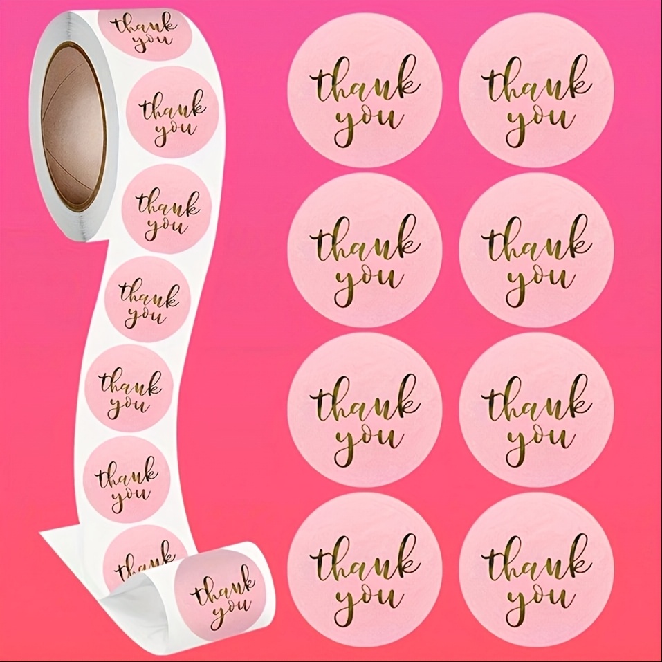 TEMU 500 Sheets Of Pink Foil Thank You Stickers For Wedding Envelopes, Craft Stationery Stickers