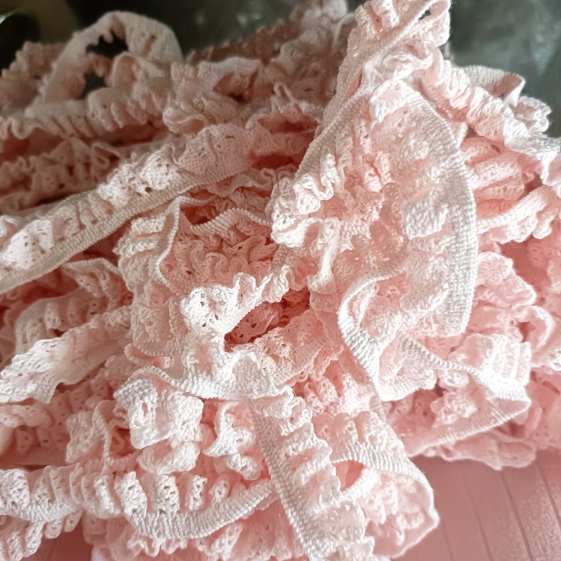 Image of 5-yard Stretch Lace Trim, Colorful Trouser Hem, Embroidered Lace Accessory, Decorative Mushroom-style Thread Lace