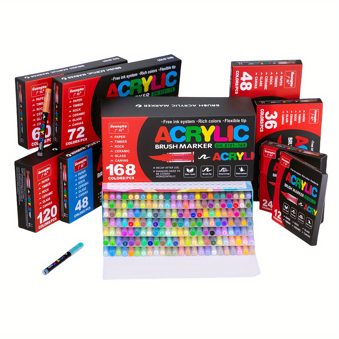 

168pcs Acrylic Paint Markers, Non-toxic, , Direct Liquid, Reusable, Smooth Head Markers, Vibrant Colors, For Drawing, Coloring, And Art Projects, For 14+