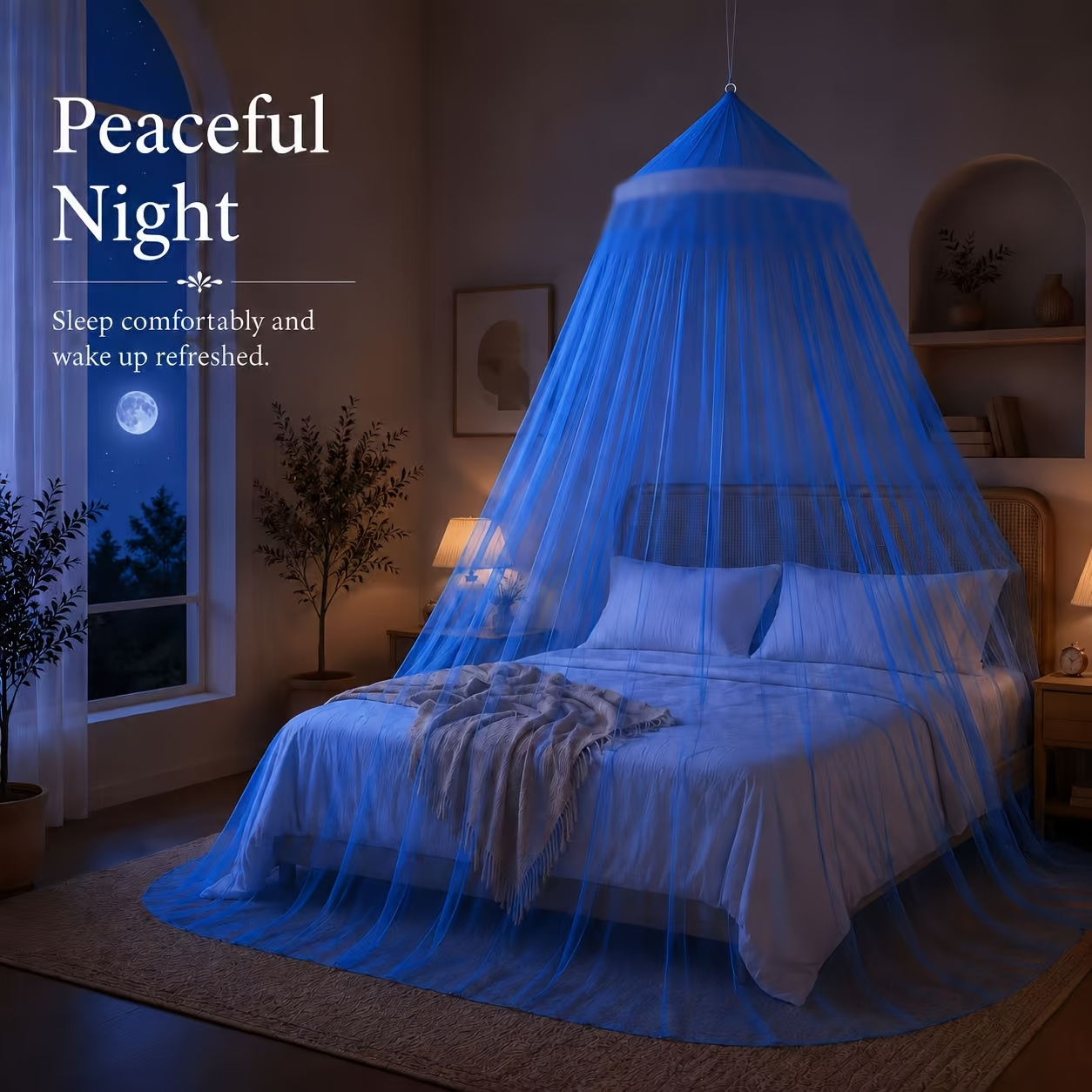 TEMU Luxury Canopy Bed Net, Elegant Dome Style Hanging Net, Lightweight Breathable Mesh Curtain, Romantic Bedroom Decoration, Comfortable Sleep