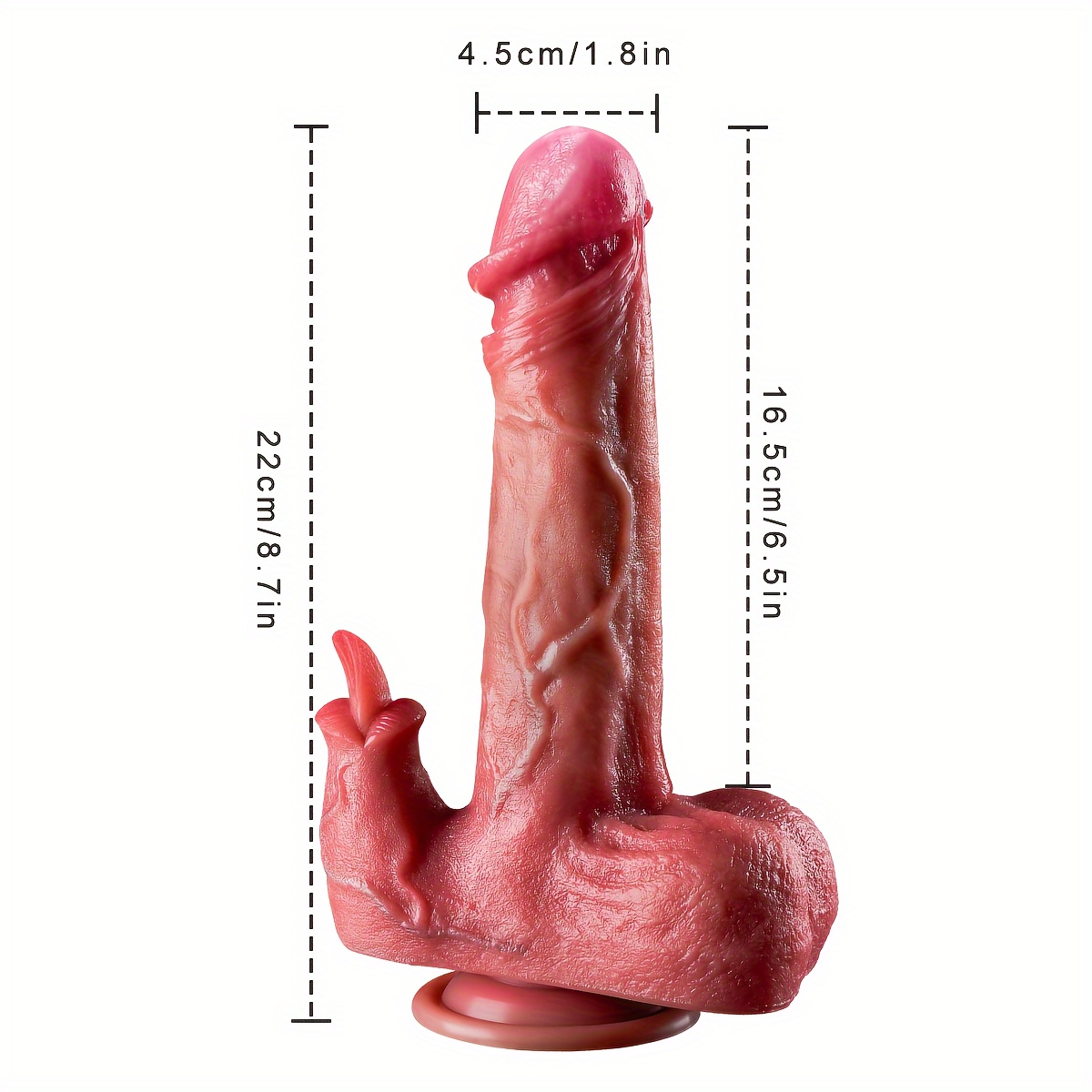 Realistic vibratory Thrust dildo Vibrator Adult sex toy 7 thrust and rotation 10 vibration and licking modes - 8.5 inches (about 21.6 cm) Heated dildo with powerful suction dildo brown
