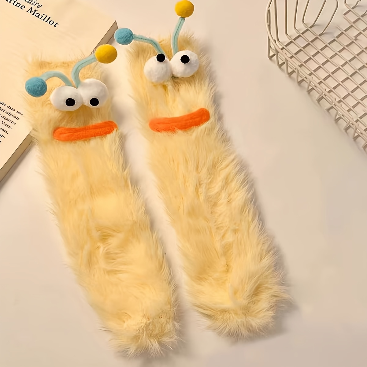 TEMU 1 Pair Of Comfortable And Cute 3d Cartoon Plush Socks, Couple's Style - Thick, Soft, And Colorful