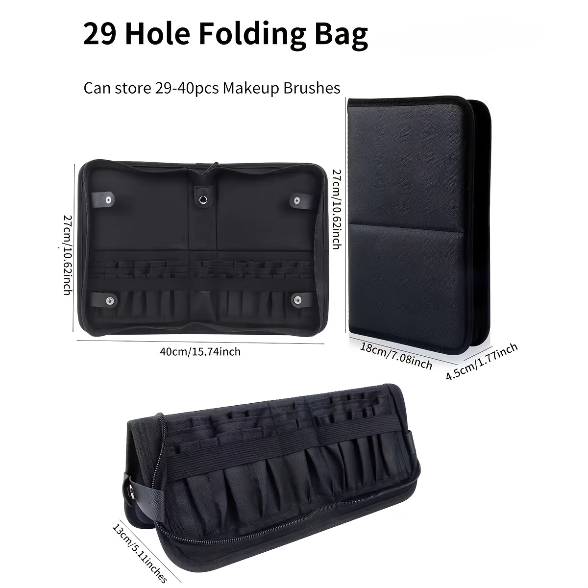 bolsa plegable para brochas de maquillaje de 14, 23 y 29 agujeros, bolsa de almacenamiento  , neceser de maquillaje  