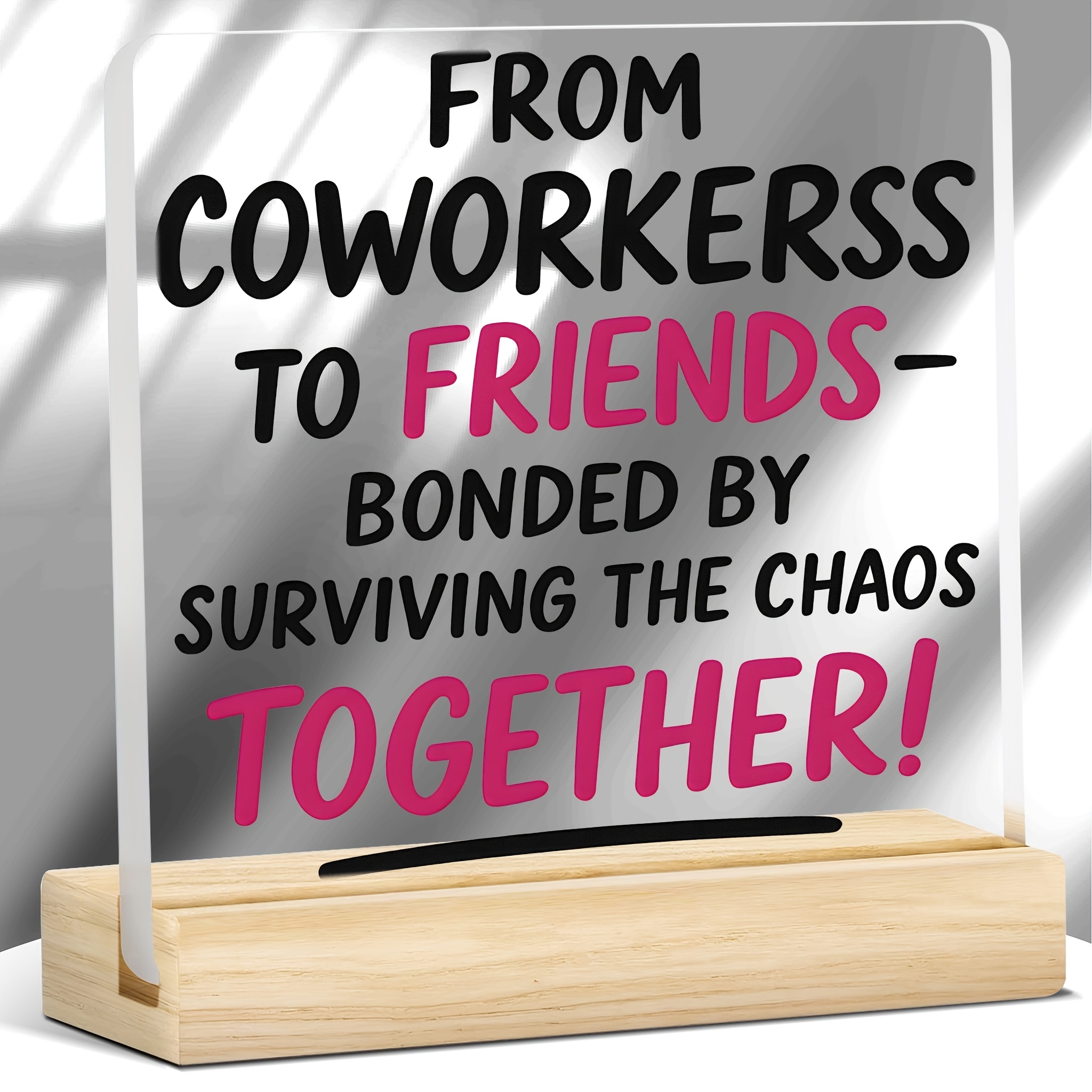 TEMU 2d Flat - [2d Flat] 2d Printed Acrylic Desktop Decorative Sign (with Base) Featuring A Transparent Texture, Themed Around Colleague Friendship,