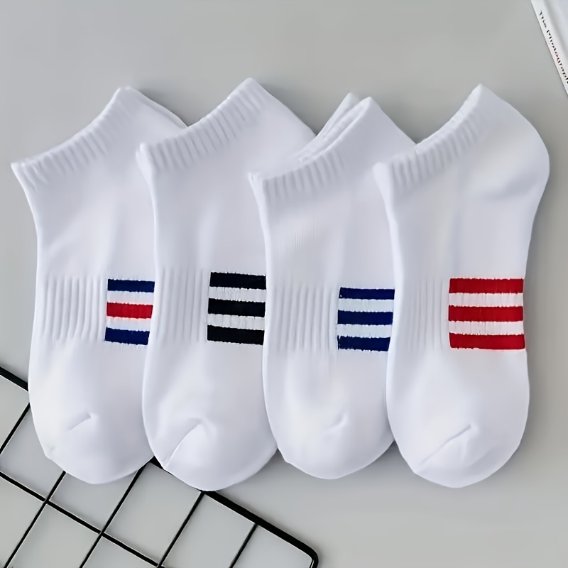 

4 Pairs Of Men's Casual Ankle Socks, Trendy Socks For Sneakers And Athletic Shoes.