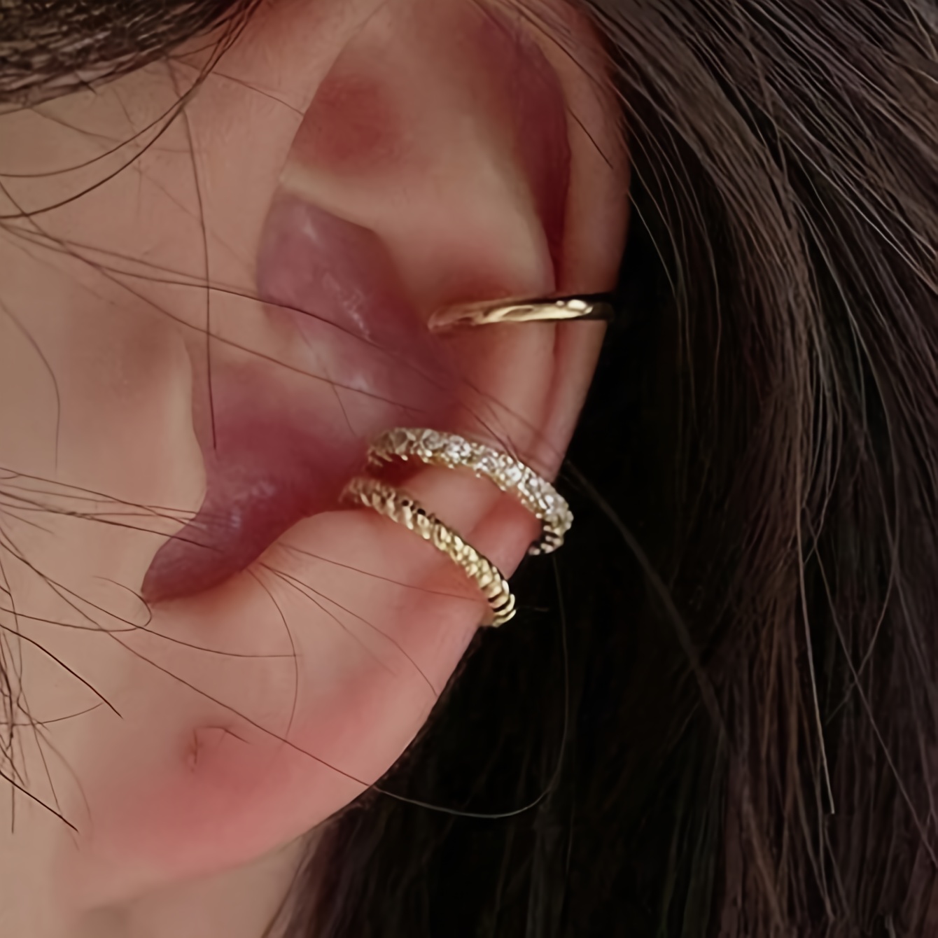 TEMU 1pc Minimalist Vintage Double Layered Clip On Earring With , Suitable For Women' Wear, Parties And Festivals