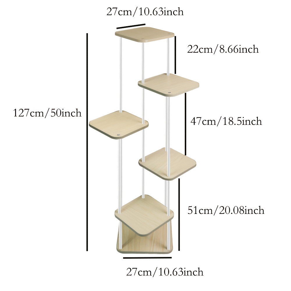 Image of 6-tier Square Plant Stand Suitable For Gardens & - Heavy-duty Sturdy Potted Shelf With Beige, /outdoor Use, Space- For, Deck, Balcony Plant Display (no Revision)
