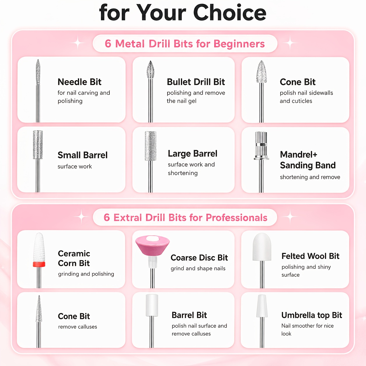 Electric Nail Drill Kit with 13 Grinding Heads, USB Rechargeable