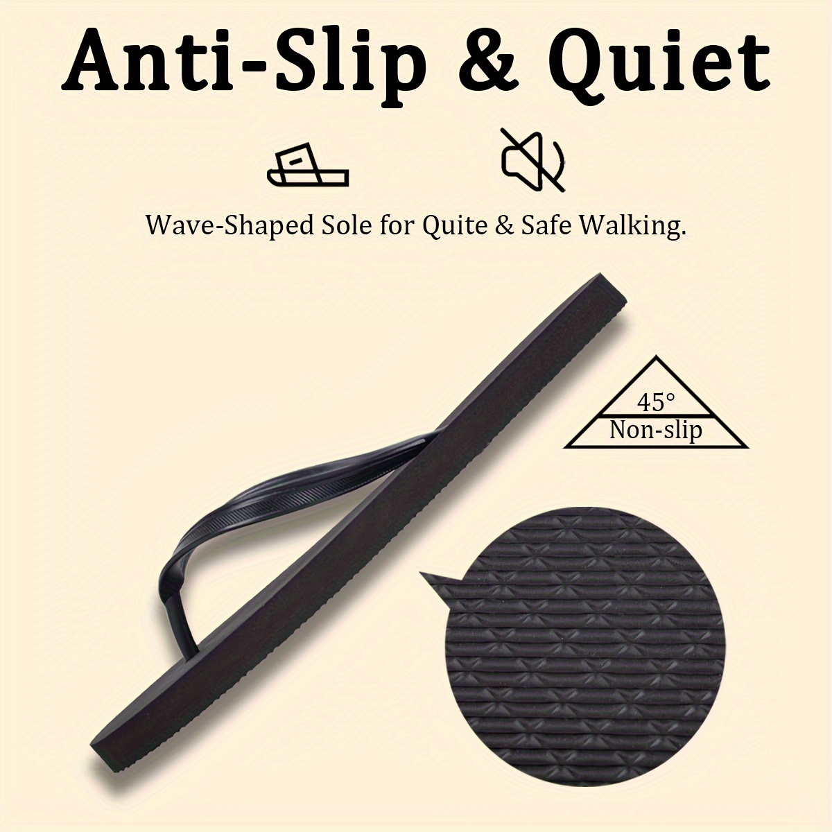 Women'S Summer Flip-Flops - Black Thick Sole Beach Sandals for Home, Travel & Vacation Wear