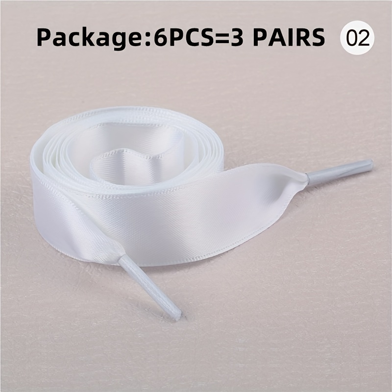 Image of 6pcs/3pairs Flat Ribbon Shoe Laces Rubber Sneakers Satin Shoelace Boot Women Beautiful Shoelaces For Sneakers Decoration ( 3/4 Inch Wide, 47inch Long)120cm