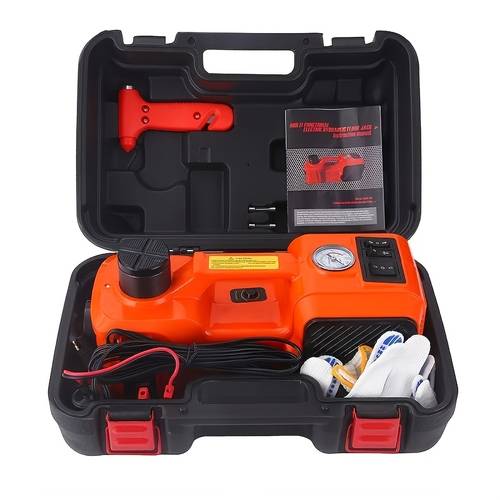 electric car jack 5ton 12v kit hydraulic car jack with inflator lifting range 6 1 17 7 inch iron material for car suv sedan mpv tire change garage repair emergency kit