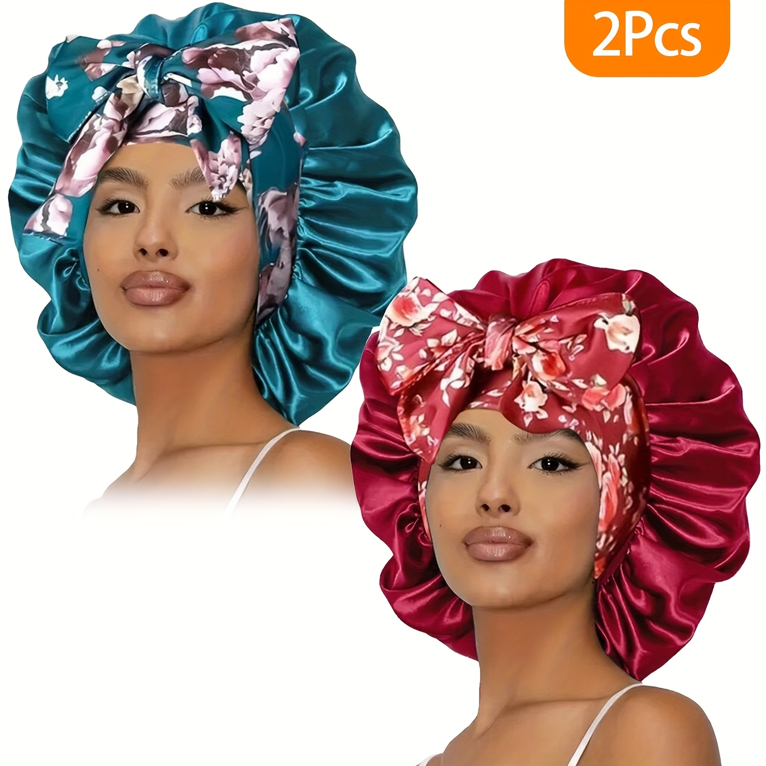 TEMU 2 Pack Women's Adjustable Sleeping Cap - Soft Hair Protection Bonnet For Night, Shower & Home Use, Options