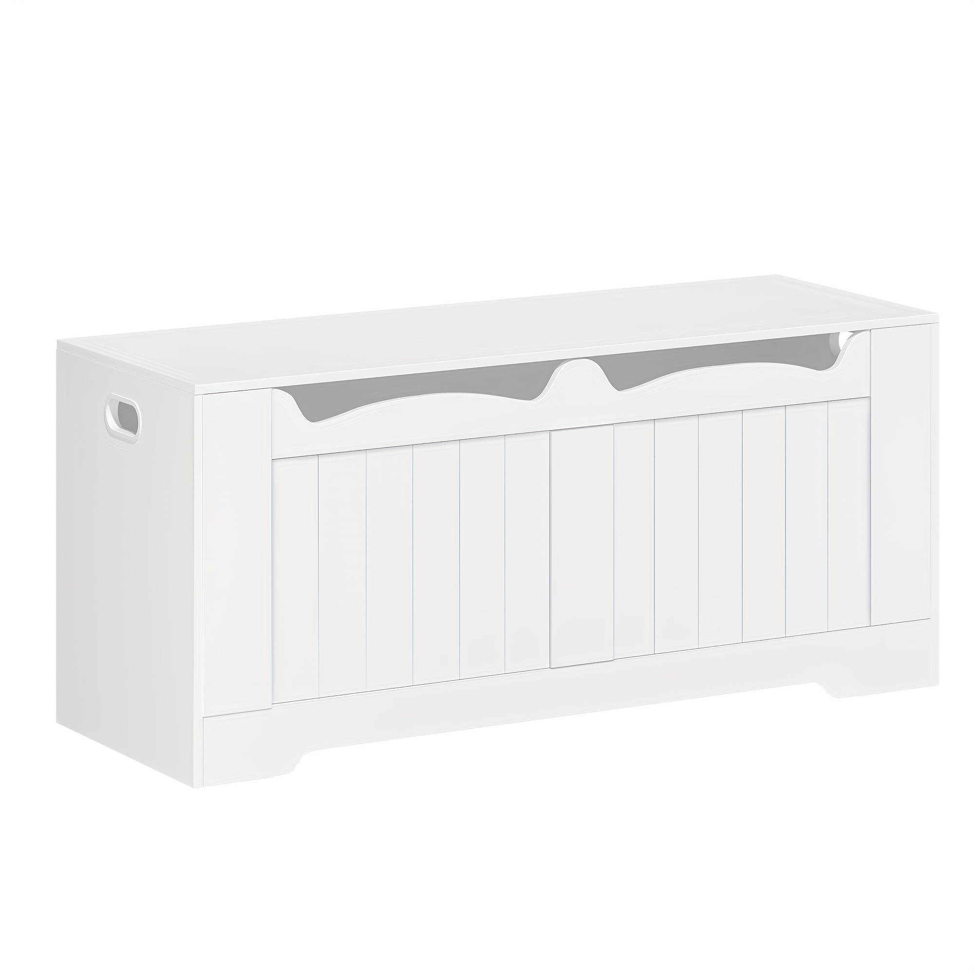 Chest Bench With Storage Space, Seat Bench With Storage Space, Seat Chest With 2 Safety Hinges, Storage Cabinet, 40 X 110 X 48cm, For Hallway, Bedroom, Living Room, White