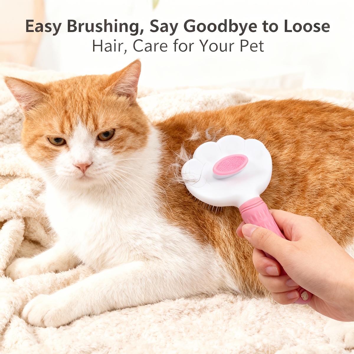 3pcs   pet grooming brush set 1 button self cleaning comb   deshedding tool for loose hair and massage Product details 2