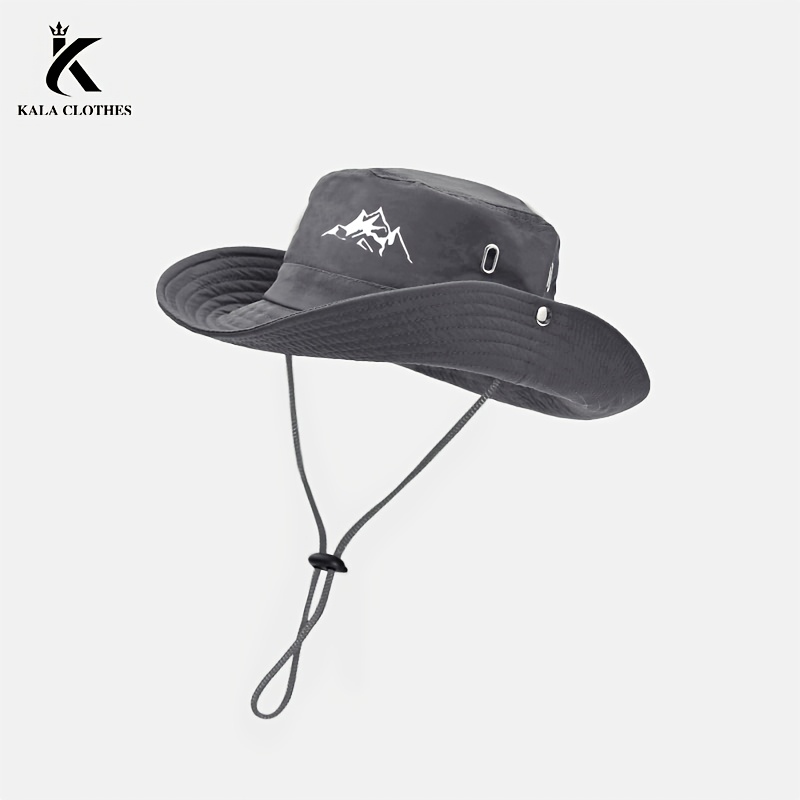 TEMU Men's Mountain Print Bucket Hat, Summer Breathable Hiking Hat, Fishing Sun Hat, Suitable For Christmas Parties, Festive Outfits, New Year