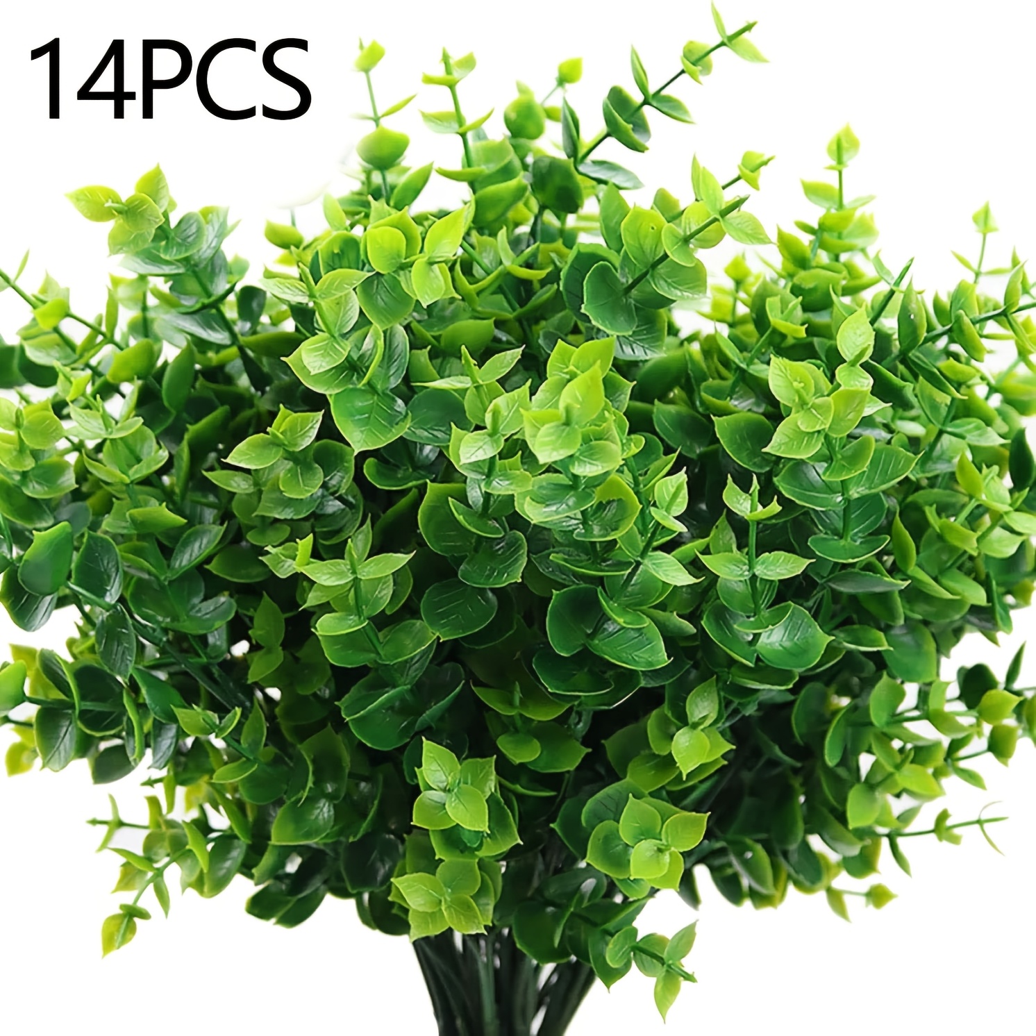 Image of 14/42pcs Outdoor Artificial Boxwood Stems, Non-fading Plastic Simulation Plants In Sunlight, Fake Leaves Shrub Greenery, Suitable For Garden, Office, Terrace, Wedding, Farmhouse Indoor Decor