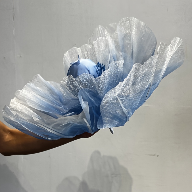 TEMU 1pc Of .75-inch Artificial Flower Made Of Yarn, Designed For New Wedding Decorations, Featuring A 40cm/15.75-inch Three-dimensional Flower