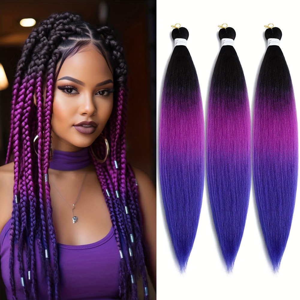 

Pre-stretched Braiding Hair Extension Ombre Color 26 Inch 1/3pcs Synthetic Crochet Braids Hot Water Setting Professional Soft Texture Synthetic Hair Extensions