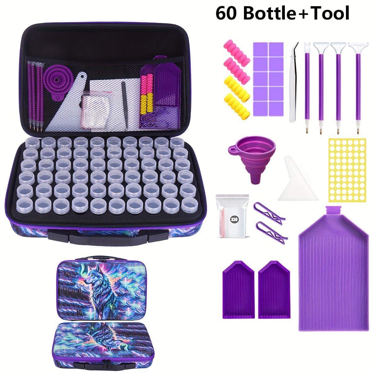 

60 Slot Diamond Painting Storage Box Tool Set Nail Dot Diamond Storage Separate Portable Handbag Essential Oil Storage Separate Packaging Box