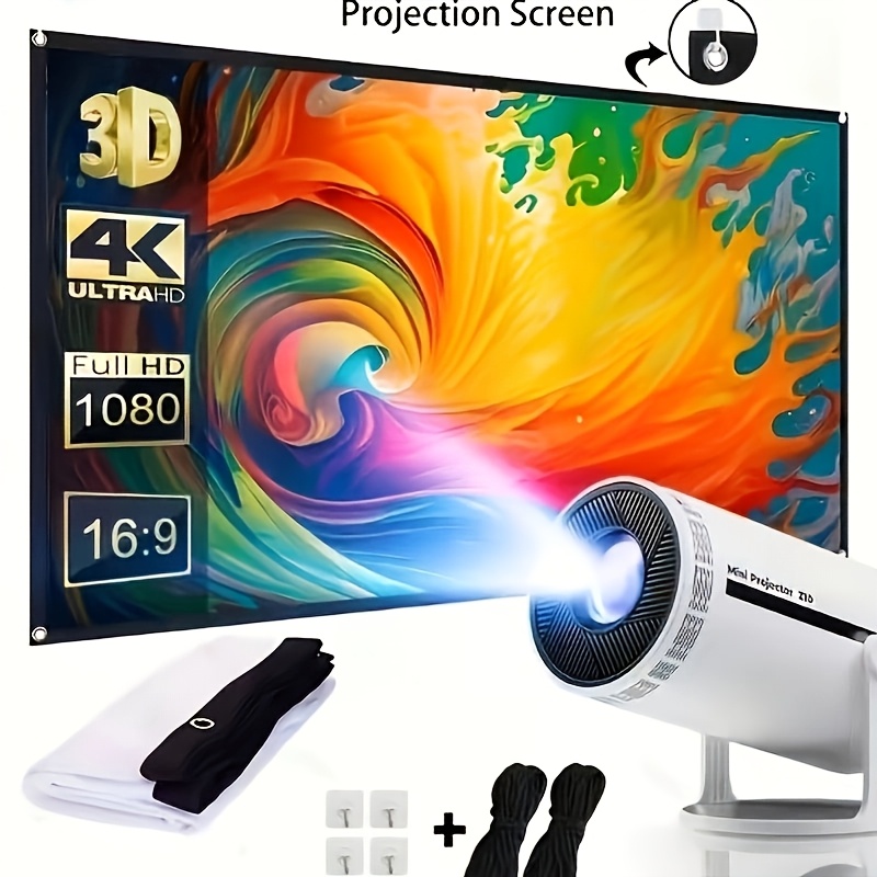 TEMU Επιτοίχια Οθόνη Home Theater 100 ιντσών 16:9, Αναδιπλούμενη HD με Άγκιστρα και Σχοινί Ανάρτησης | Κατάλληλη για Home Theater, Εσωτερικούς &